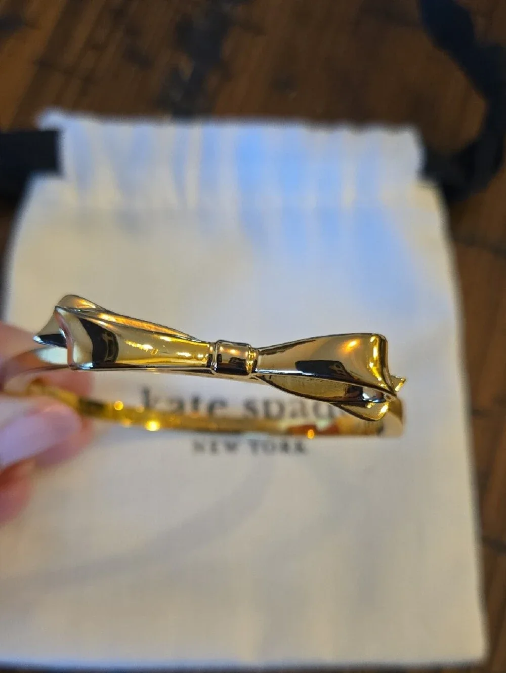 kate spade Gold Bow Hinged Bangle Bracelet